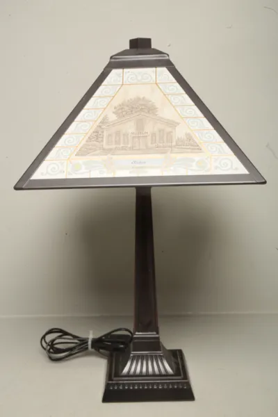 Bordslampa- Skärm med motiv från Kilafors samt med guldinläggning