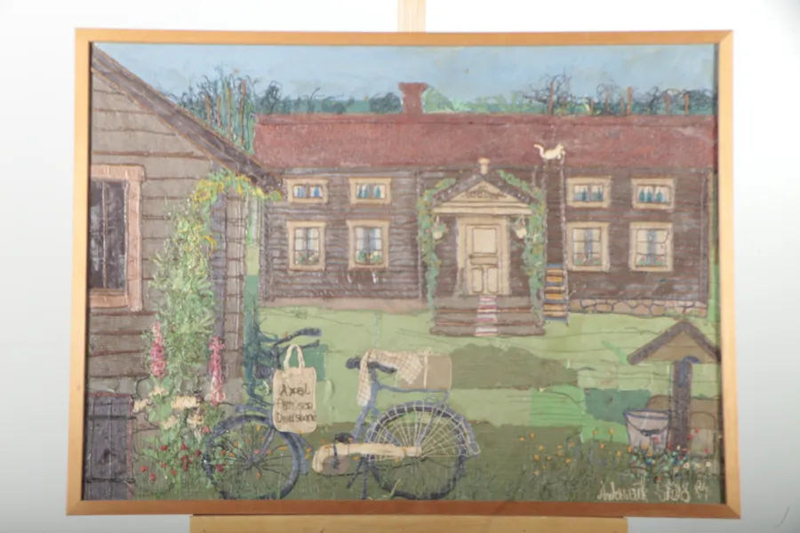 Tavla- Anders Erik Sköld, Motiv: "Bloms-Jonases, Roteberg", Signerad-89