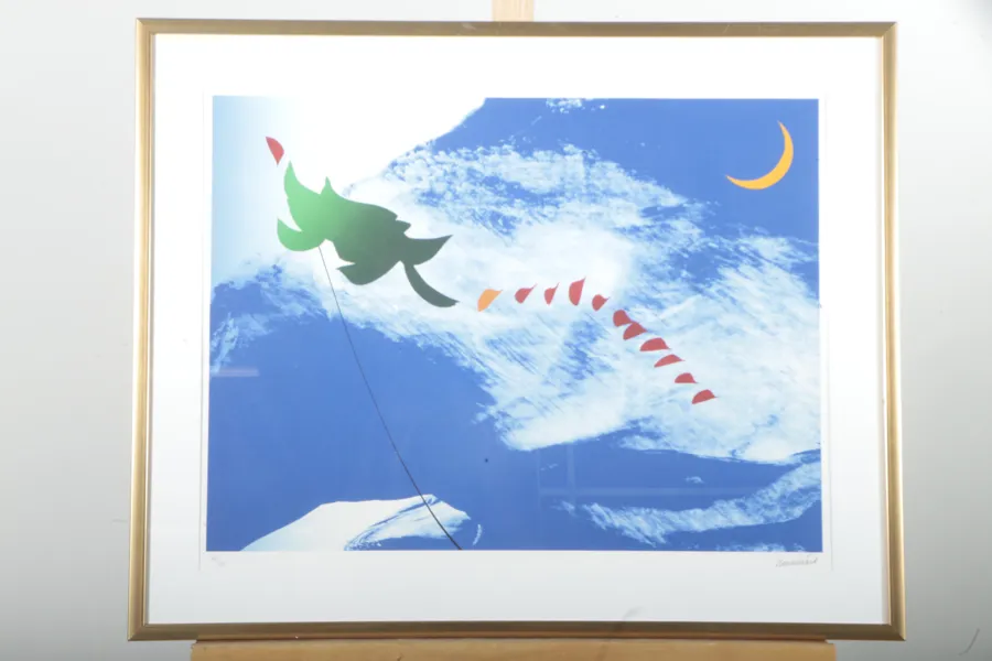 Carl Fredrik Reuterswärd- Färglitografi, Ur mapp: "Kites", Signerad, N:o 103/150cm 