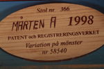 Mårten Andersson, Stol- "Variation på mönster", 1998, N:o 366