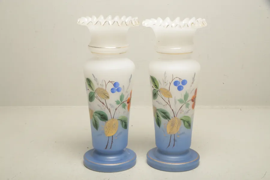 Vaser, 1-par i flusterglas, 1800/1900-tal 