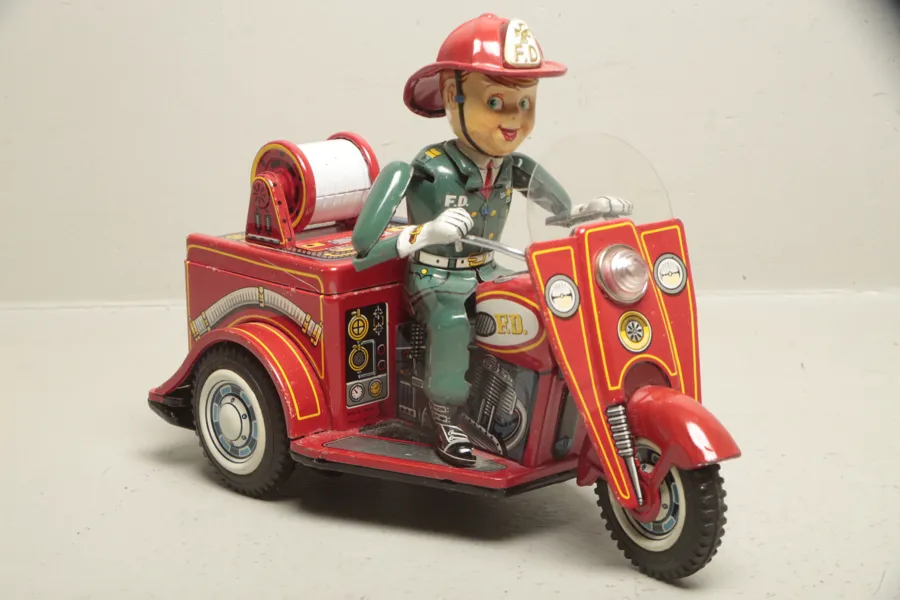 Plåtleksak, Fire Tricycle, "Nomura Toys, Japan"
