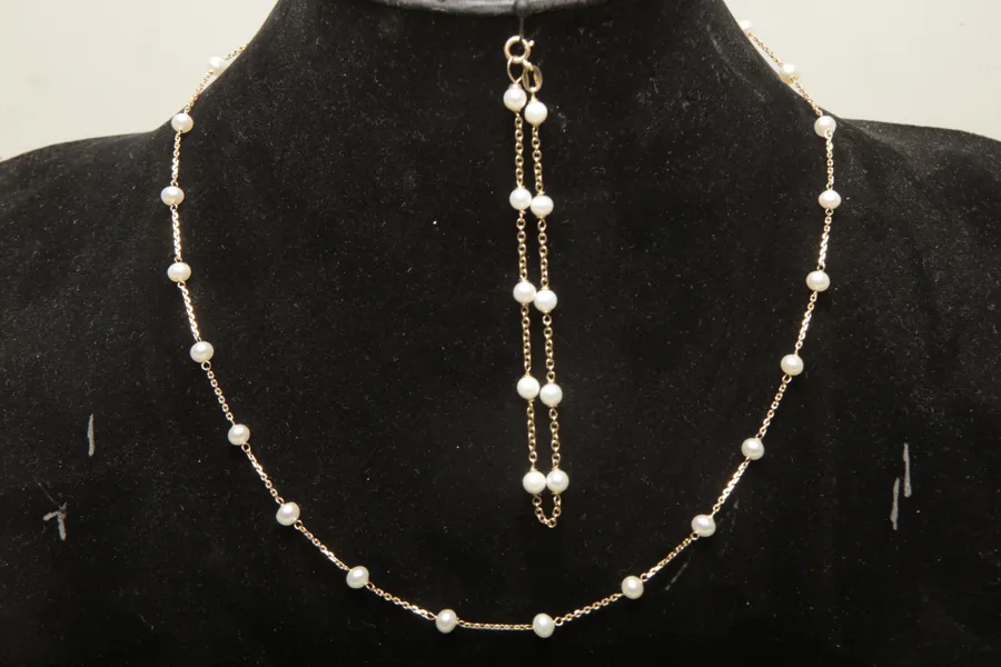Halsband & Armband- 18K Guld med pärlor
