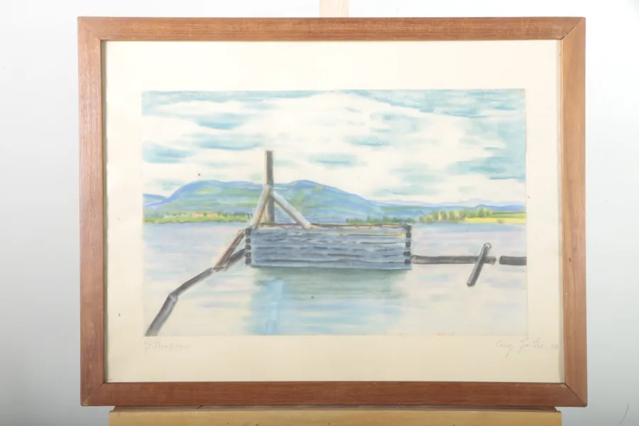 Pastell- Okänd konstnär, Motiv: "Silleråsen", Signerad- 56