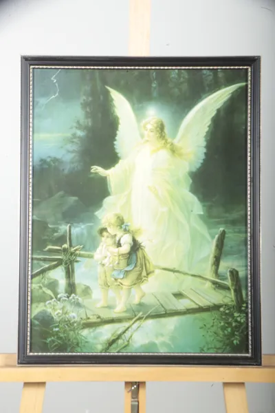 Tavla- Tryck, 1800/1900-tal, "Ängel med barn"
