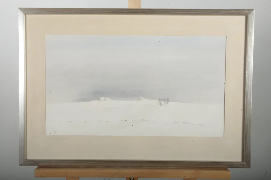 Elsie Tapper- Akvarell "Sjöboden", Signerad 