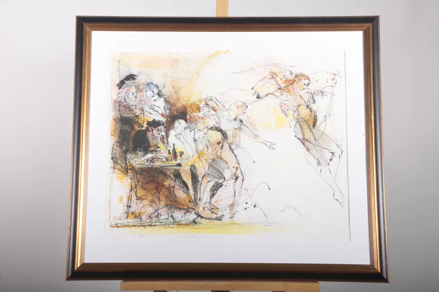 Bo Åke Adamsson- Färglitografi "Figurscen", Signerad, N:o 144/500