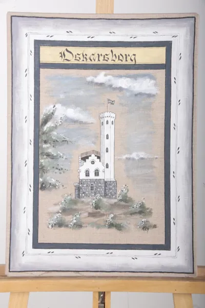Kenneth Olzon- Olja på duk "Oskarsborg- Söderhamn", Signerad