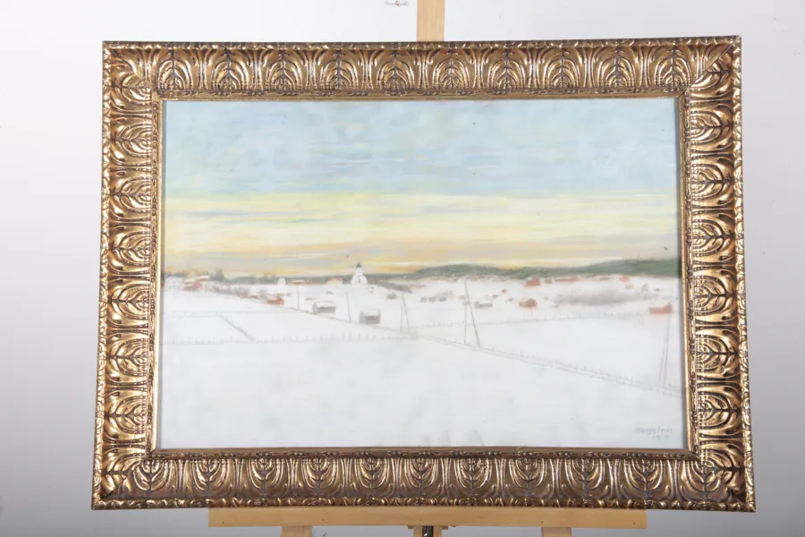 Akvarell- Okänd konstnär, Motiv: Norrala, Hälsingland, Signerad: Hagstedt 1914