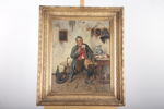 Olja på duk- "Öldrickande öl", 1800-tal, Osignerad