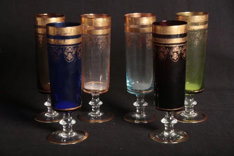 Champagneglas, 6st, "Guldig dekor"