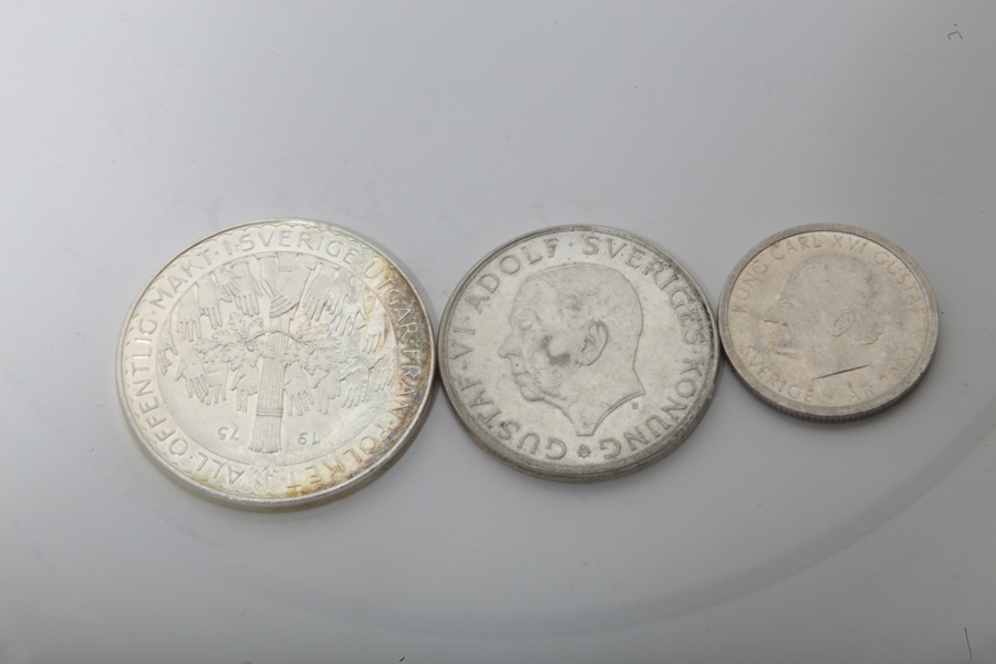 Mynt 50-krona 1975, 10-krona 1972 & 1-krona 2000