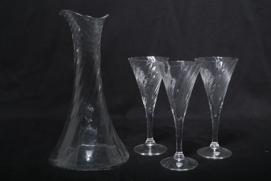 Gunnar Cyren Orrefors "Helena" karaff & champagneglas, 3 stycken