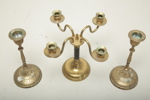 Kandelaber mässing, ljusstakar mässing 1 par + ljussläckare mässing