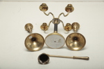 Kandelaber mässing, ljusstakar mässing 1 par + ljussläckare mässing