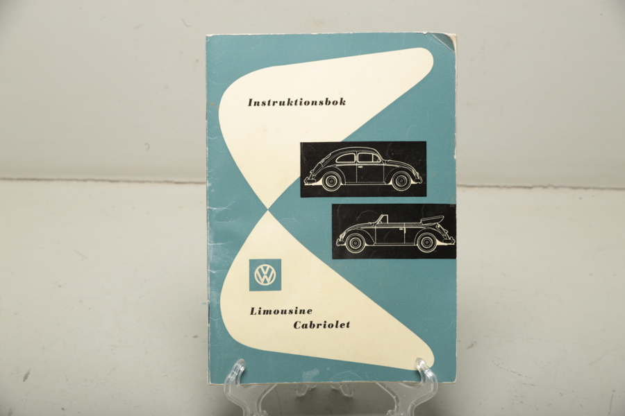 Instruktionsbok Volkswagen limousin och cabriolet, tryckt 1956