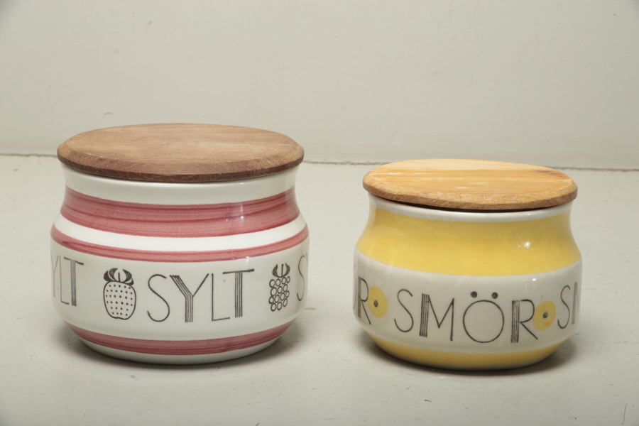 Rörstrand byttor "Sylt" & "Smör", retro