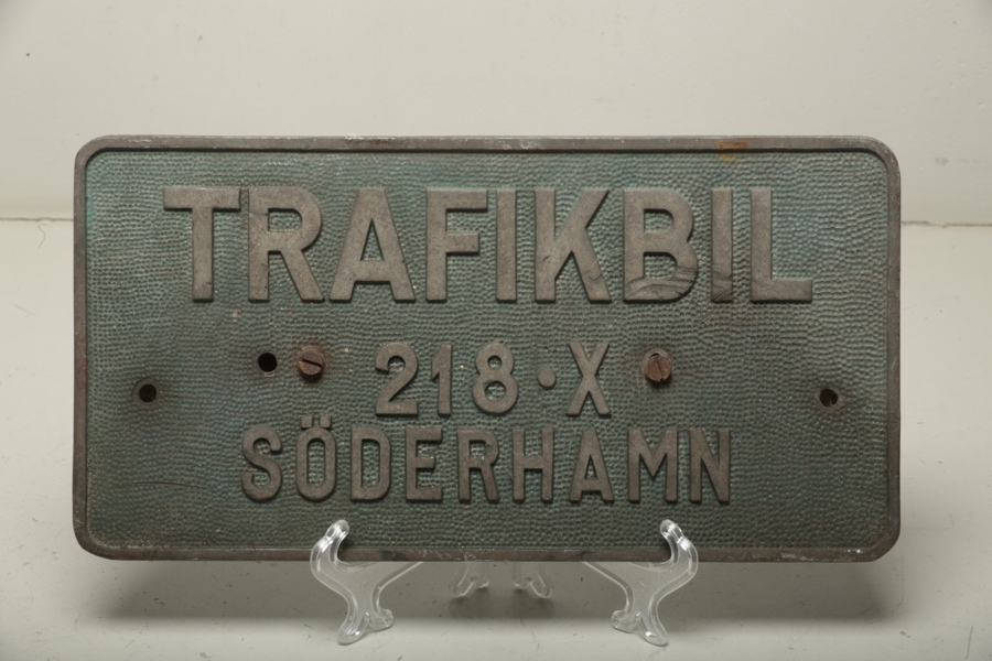 Registreringskylt lastbil "Trafikbil 218 X Söderhamn"